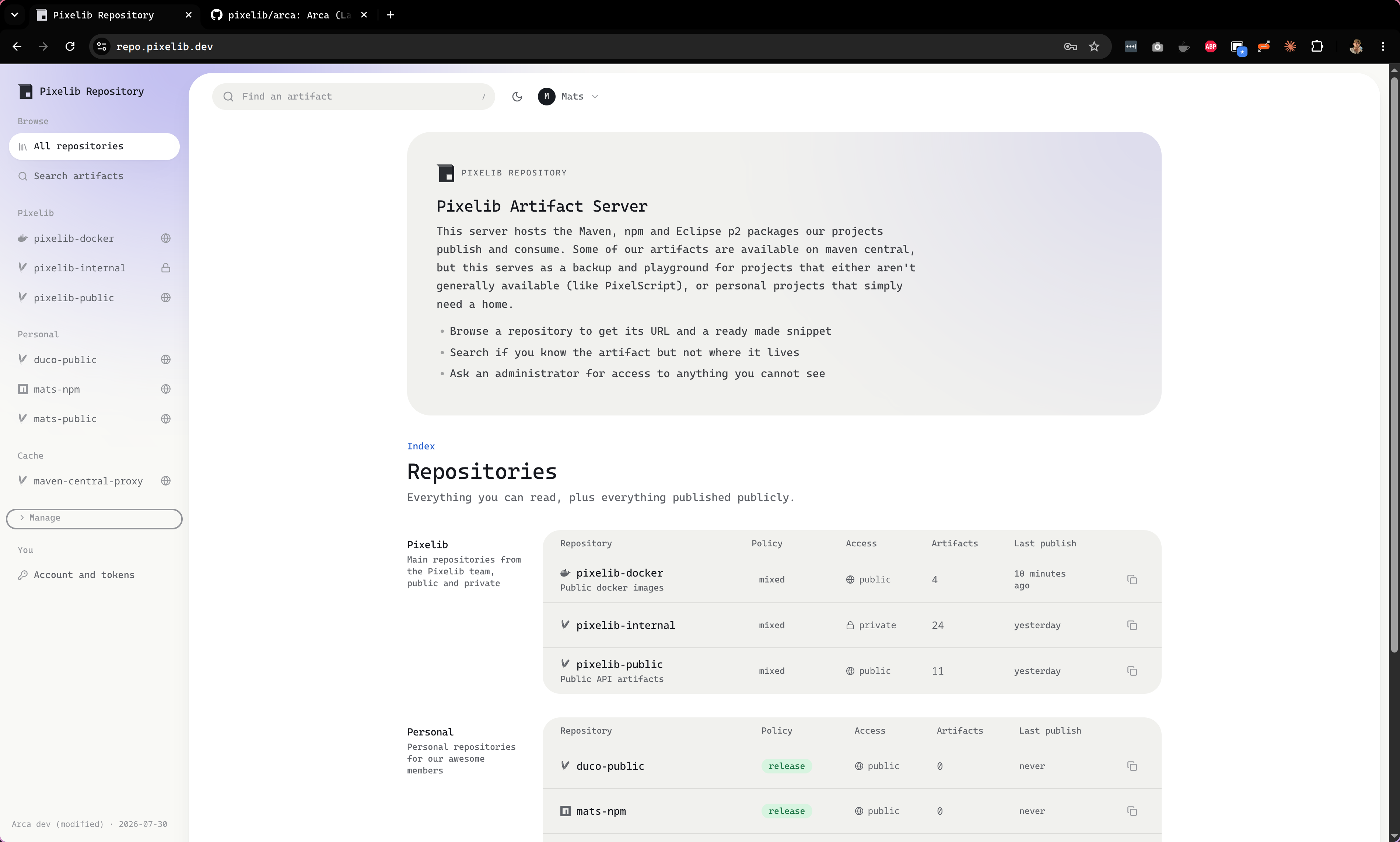 The repository index