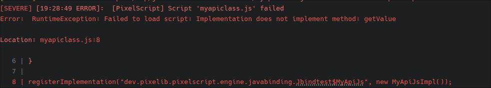 Implementation validation error